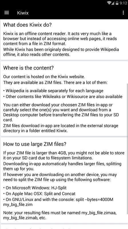 Kiwix 3.9.1 APK feature