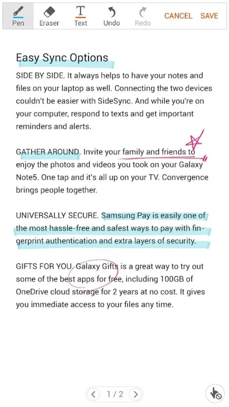 Samsung Write on PDF 2.6.03.8 APK for Android Screenshot 1