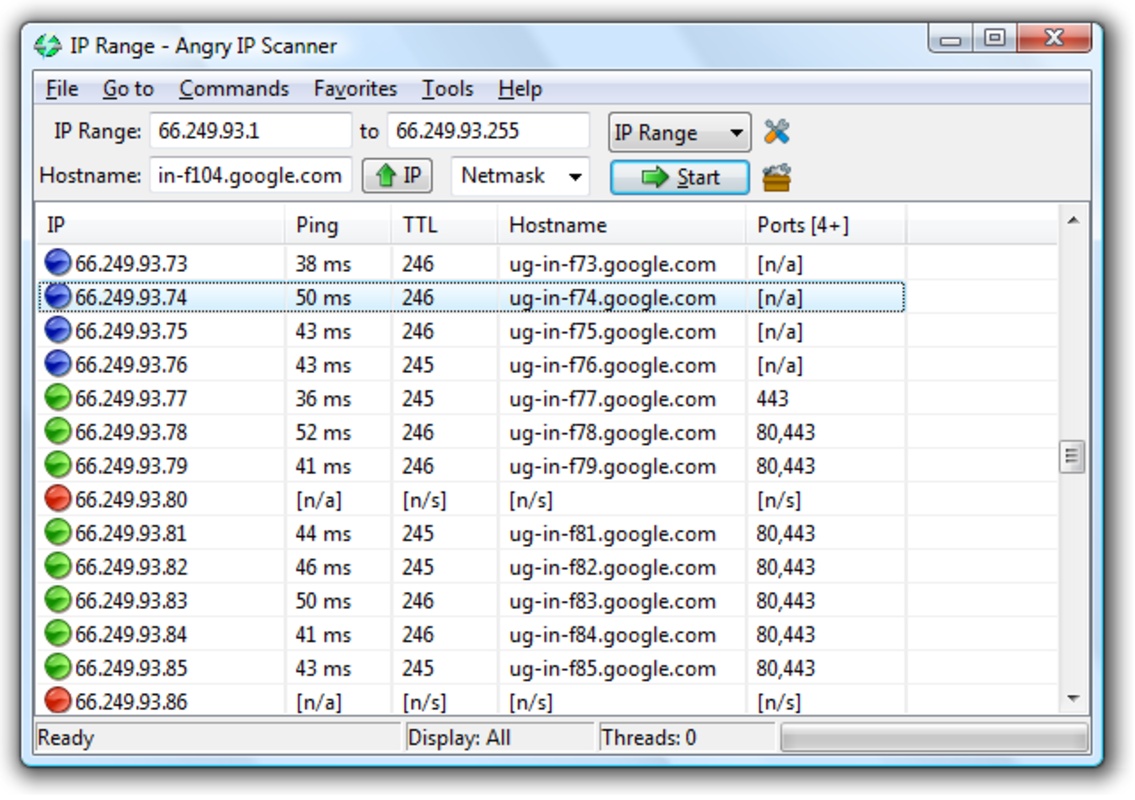 Angry IP Scanner 3.9.1 for Windows Screenshot 1