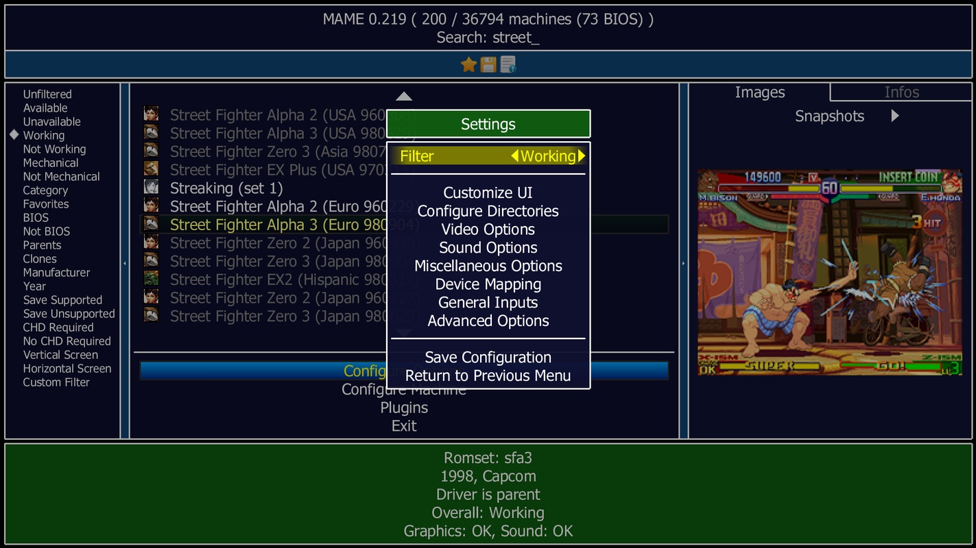 MAME 0.264 for Windows Screenshot 2