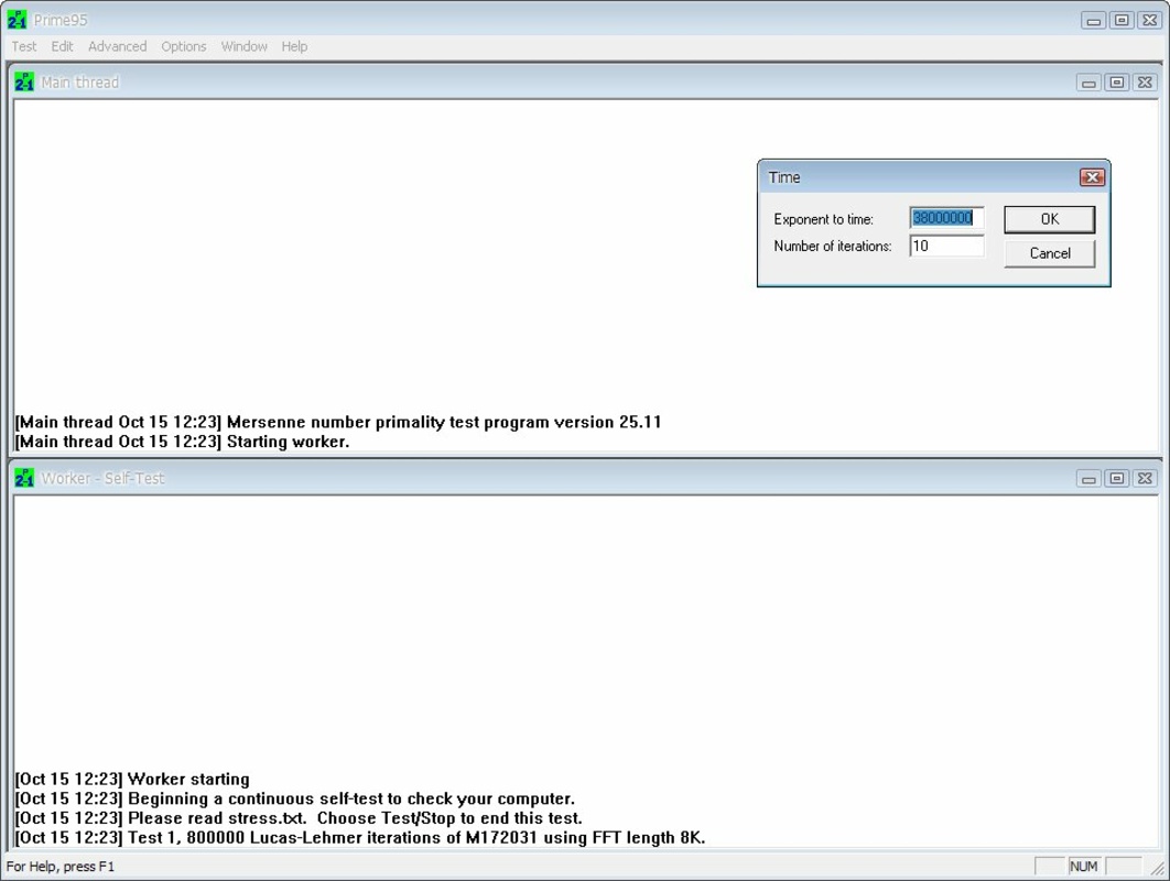 Prime95 30.19b11 for Windows Screenshot 1