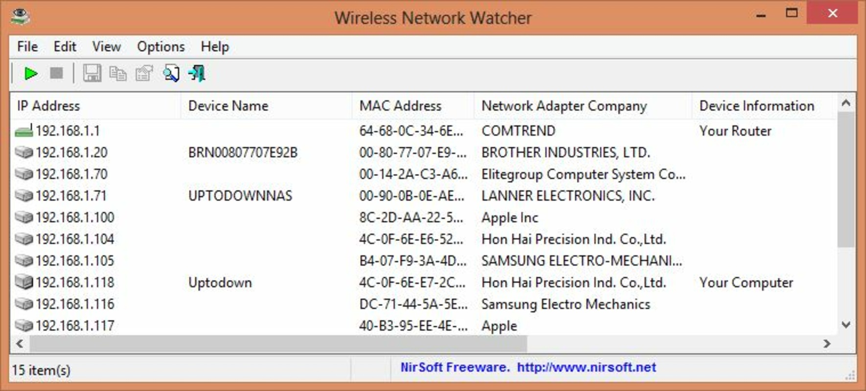 Wireless Network Watcher 2.40 for Windows Screenshot 1